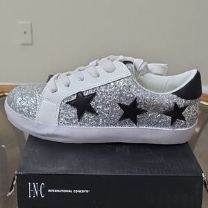 INC International Concepts Kids Silver Glitter Star Sneakers